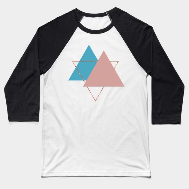 Abstract Triangle Art in Winter Style with Rose Gold Baseball T-Shirt by CalliLetters